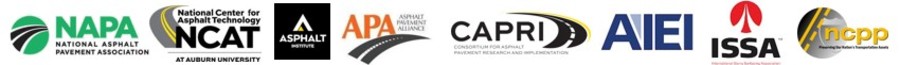Logos of asphalt industry associations that offer recorded webinars