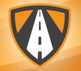 Network Hero Award logo: a road inside a shield